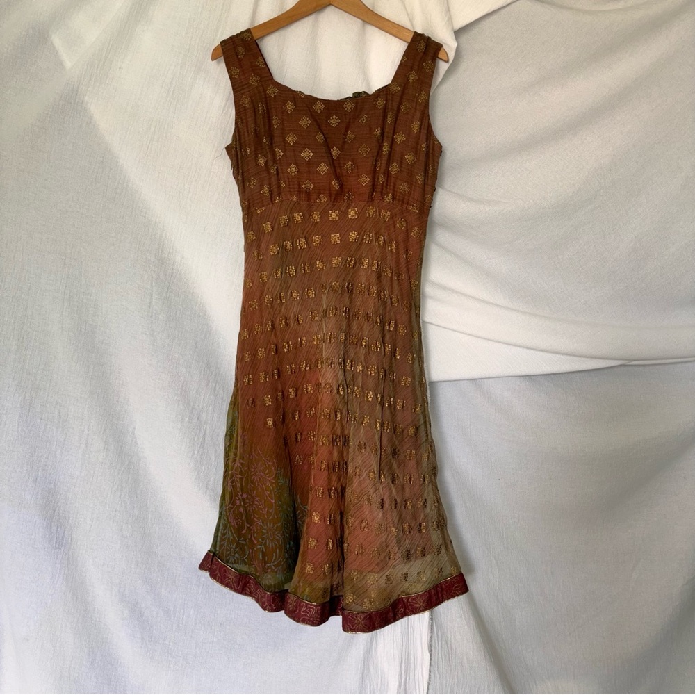 Karishma Burgundy and Gold Embellished Midi Sundress - Picture 5 of 10